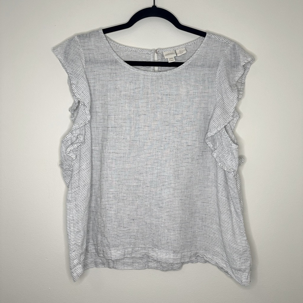 Catherine Malandrino Linen Ruffled Top